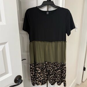 SHEIN Color block leopard dress